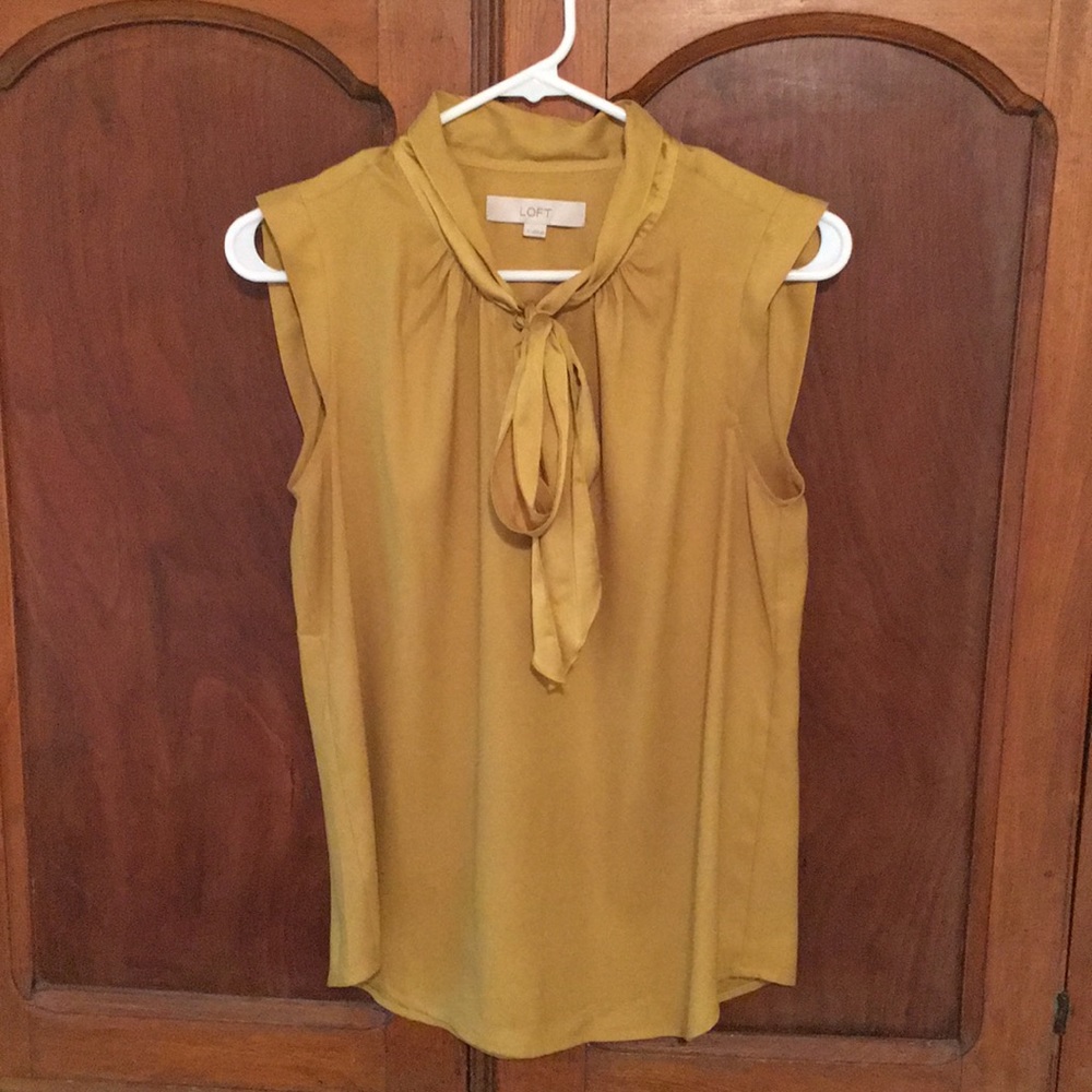 Mustard yellow silk Ann Taylor Loft blouse